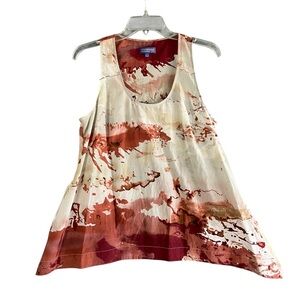 VIVIENNE by Vivienne Tam Cotton Silk Blend Tank Top Earthtones Size Large